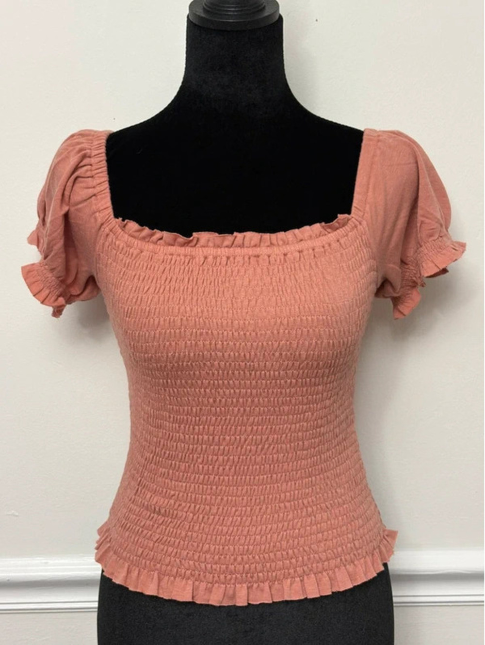 Smocked Puff Sleeve Top | Dusty Rose | Size Small